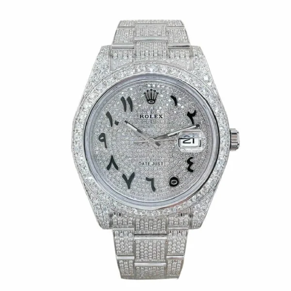 Datejust 116300 White Gold Diamond Arabic Dial Iced Out