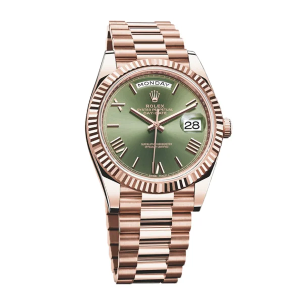 Day-Date Rose Gold Green Roman Dial