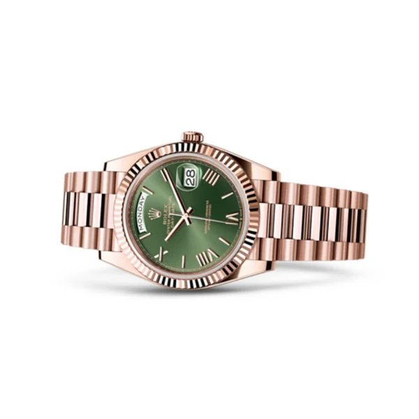 Day-Date Rose Gold Green Roman Dial