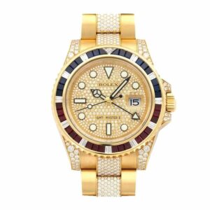 rolex-gmt-master-ii-116718-yellow-gold-diamonds-dial-replica.jpg Rolex GMT Master II 116758 SARU Yellow Gold Diamonds Dial Iced Out Replica