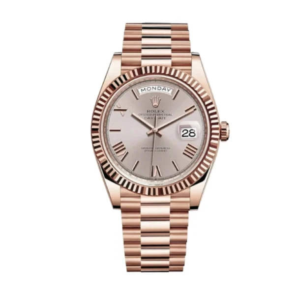 Rolex Day-Date 228235-0004 AR Rose Gold Wrapped Rhodium Dial Replica