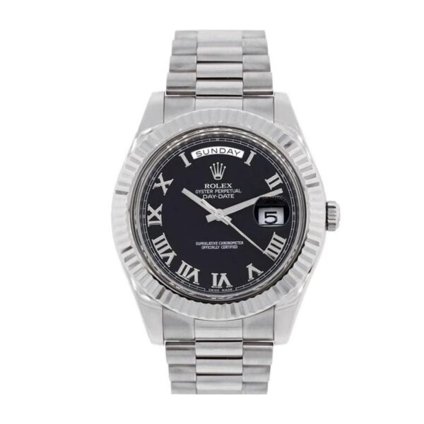 rolex-white-gold-day-date-ii-presidential-black-roman-dial-218239-replica.jpg Rolex Presidential Replica